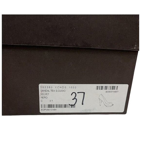 BOTTEGA VENETA Black Velvet Peeptoe Heels Size 37/7 NEW NWOB - Picture 4 of 10